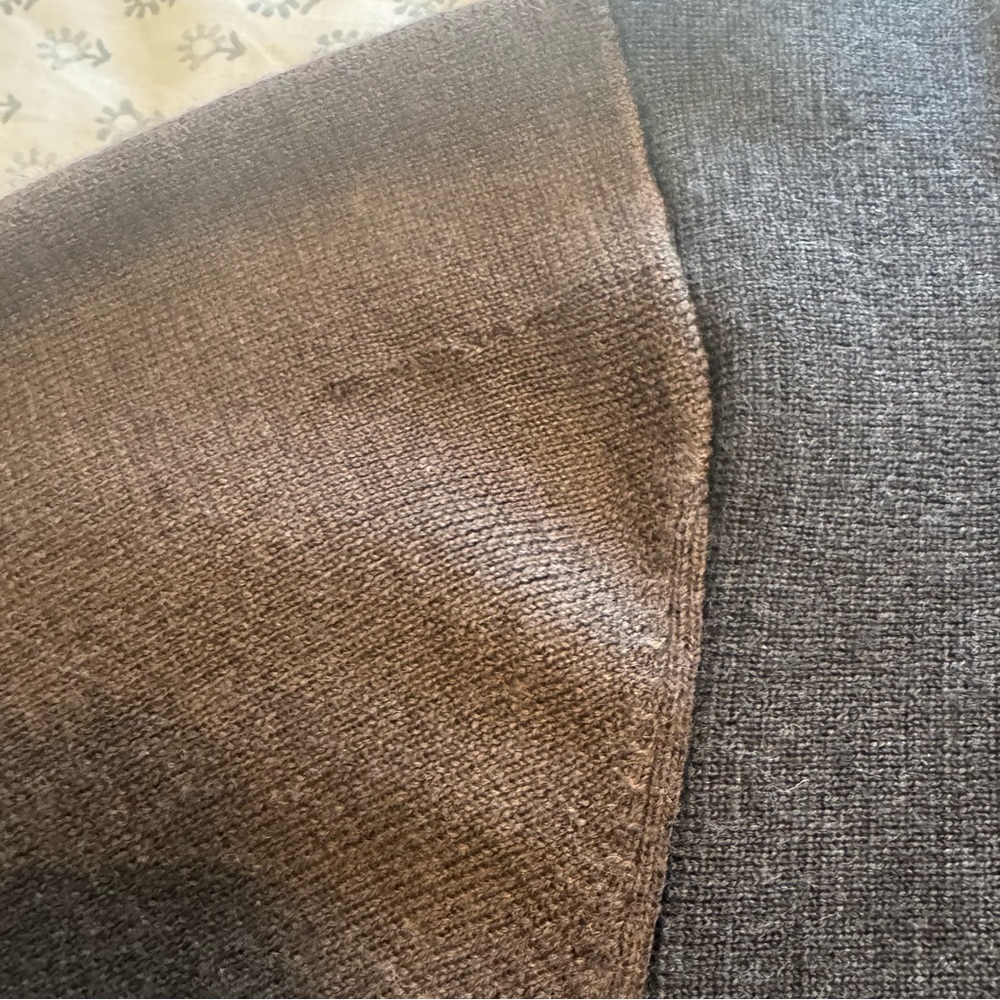 Nat Nast Men's 100% merino wool cardigan in brown, gray, and tan - Picture 6 of 6